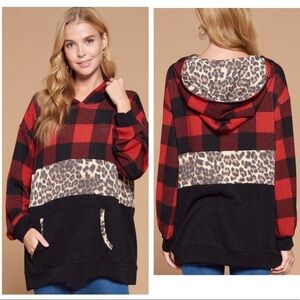 NEW! Buffalo Plaid Animal Print Hoodie!